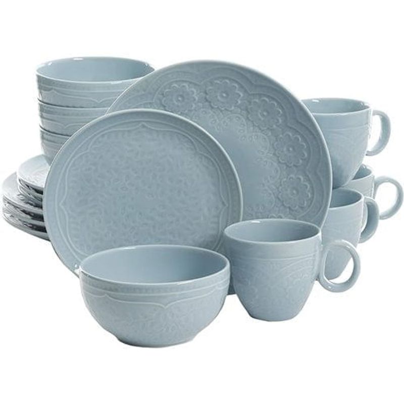 conjunto de jantar 16 peças porcelana aqua gibson a-bi