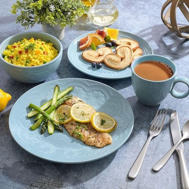 conjunto de jantar 16 peças porcelana aqua gibson a-bi