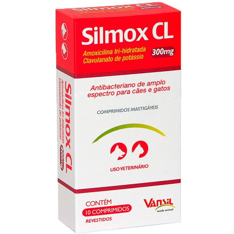 antibacteriano para cães e gatos vansil silmox 10 comprimidos 300mg (mp)