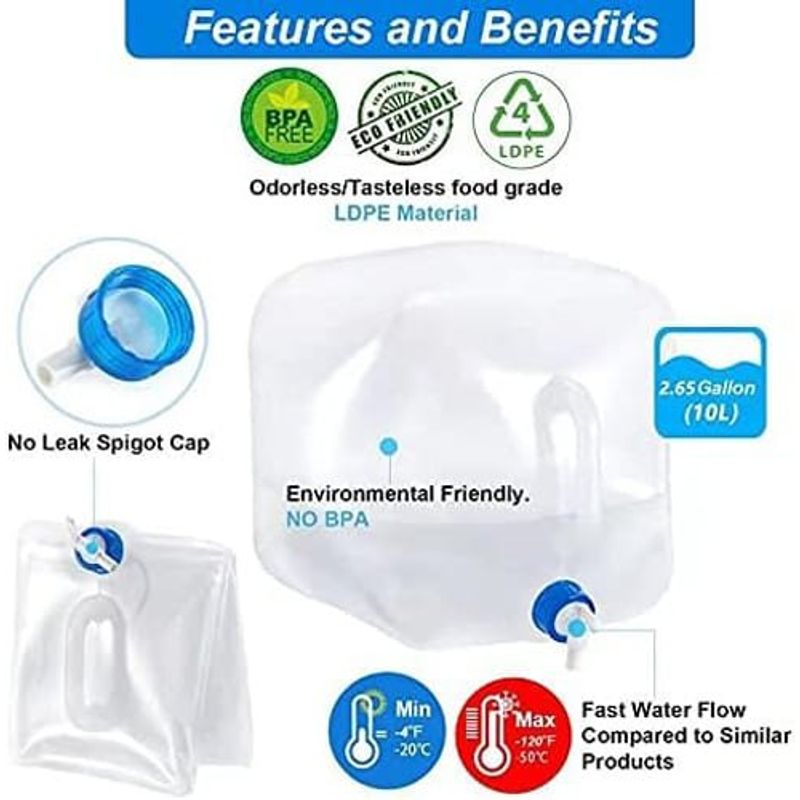 galão de água dobrável risepro 10l a-bi