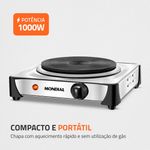 fogão elétrico de mesa 1 boca mondial fast cook inox 127v - fe04