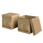 puff dobrável 2 peças lavish home 38cm bege a-bi