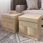 puff dobrável 2 peças lavish home 38cm bege a-bi
