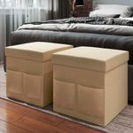 puff dobrável 2 peças lavish home 38cm bege a-bi