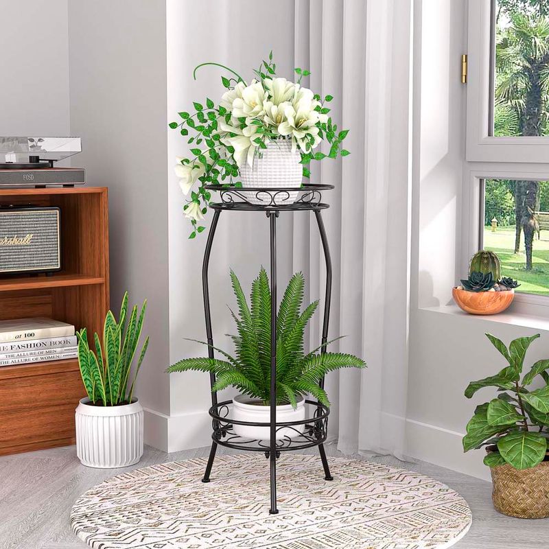 suporte de plantas vecelo em metal 69x31,5x31,5cm preto a-bi