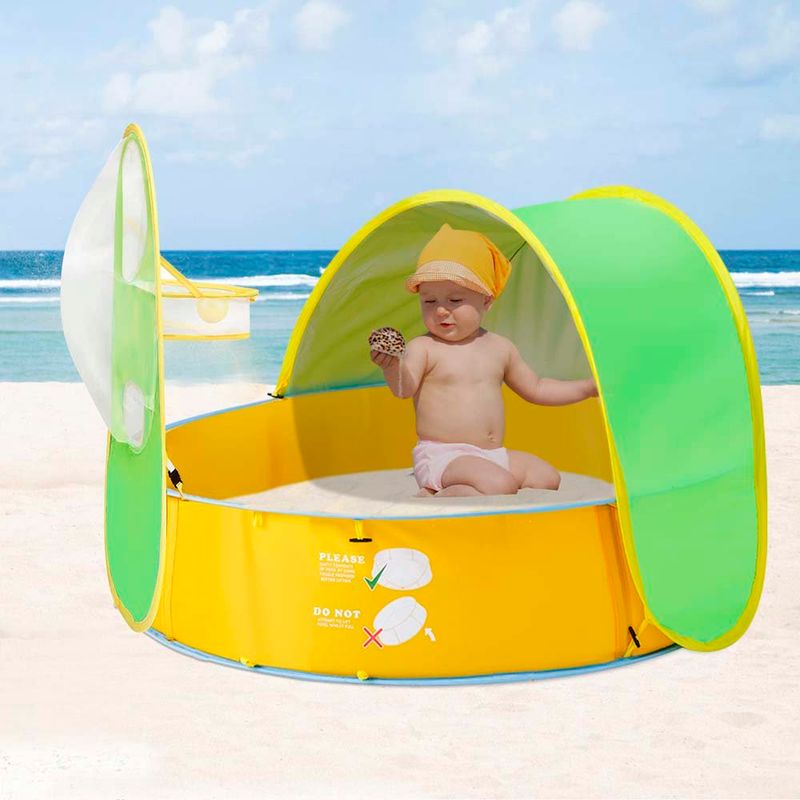 barraca de praia para bebês fbsport proteção uv fps50+ e aro de basquete - bolas não incluídas a-bi