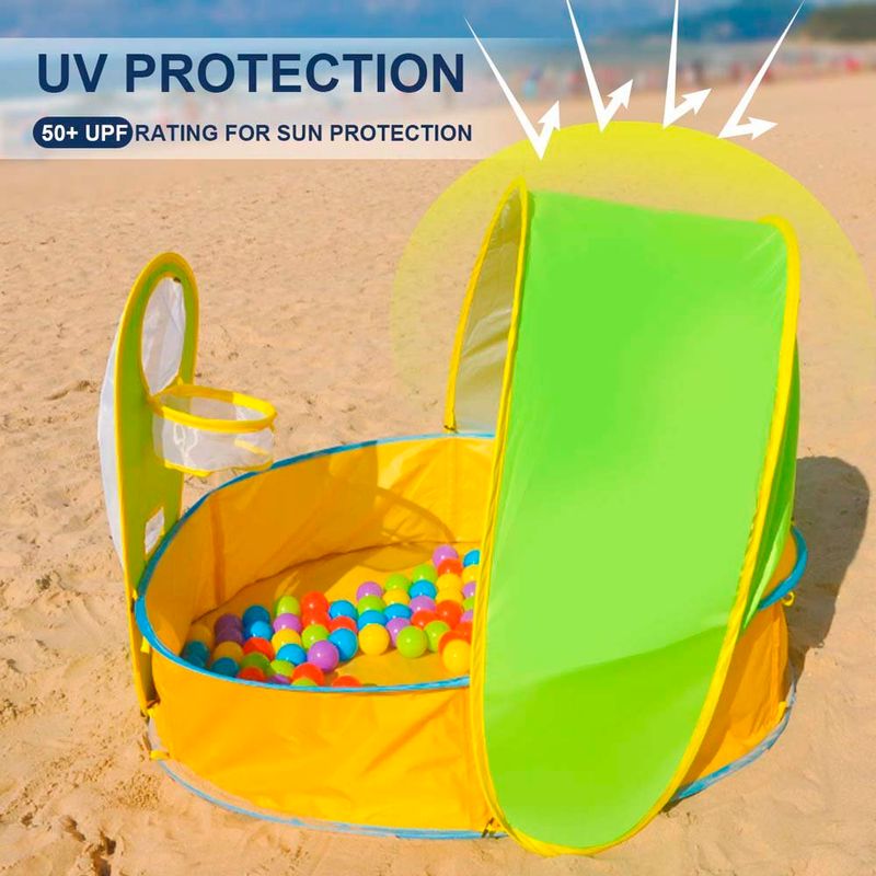 barraca de praia para bebês fbsport proteção uv fps50+ e aro de basquete - bolas não incluídas a-bi
