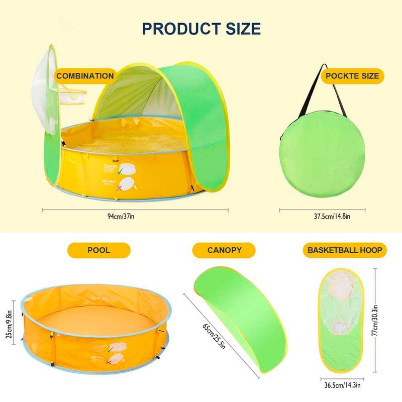 barraca de praia para bebês fbsport proteção uv fps50+ e aro de basquete - bolas não incluídas a-bi