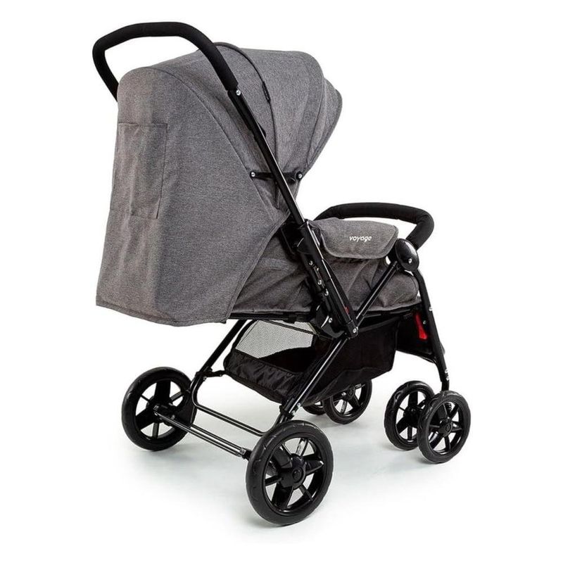 carrinho de bebê voyage passeio tipo berço choice cinza melange (mp)