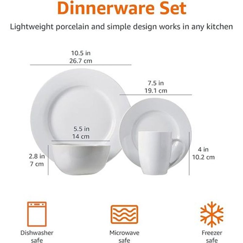 jogo de jantar porcelana amazon 16 peças branco a-bi