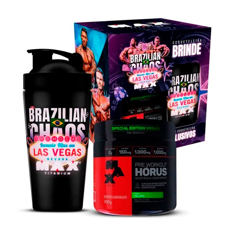kit las vegas max titanium hórus mojito 300g e coqueteleira