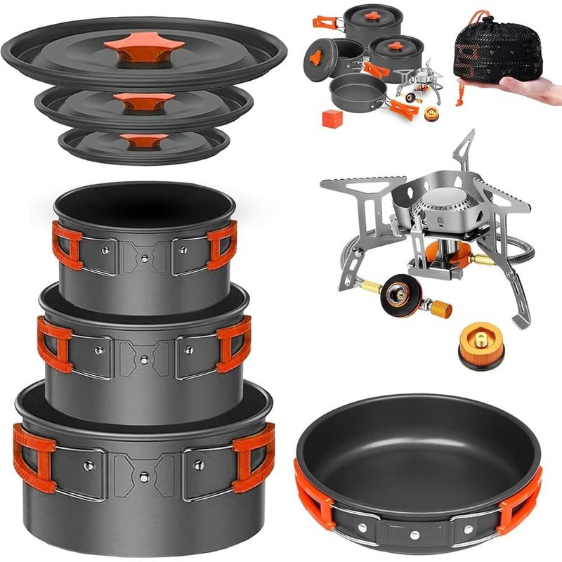 conjunto 10 peças cozinha smokey para acampamento a-bi