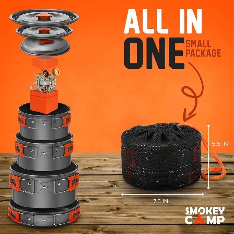 conjunto 10 peças cozinha smokey para acampamento a-bi