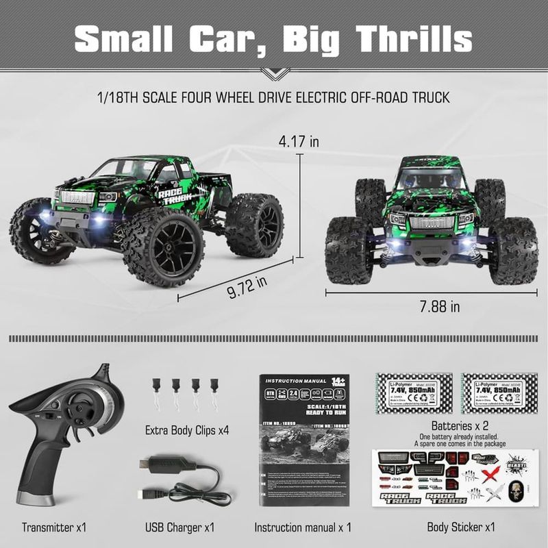 carrinho de brinquedo controle remoto haiboxing off road 1:18 a-bi