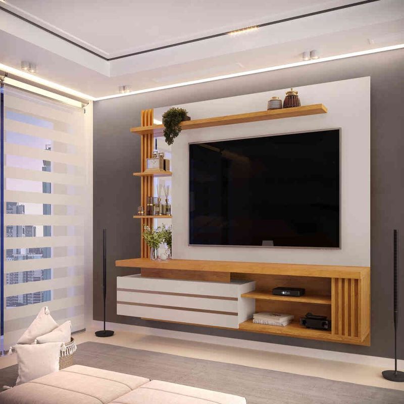 painel para tv até 55" dj móveis marin bali e cedro