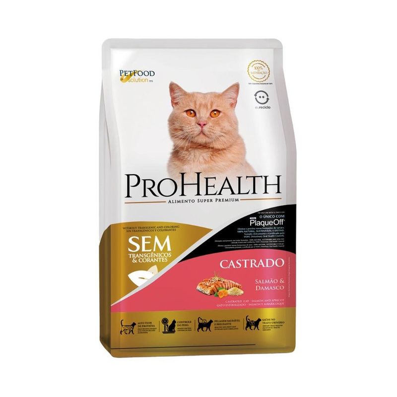 ração prohealth super premium gato adulto castrado salmão 5kg (mp)
