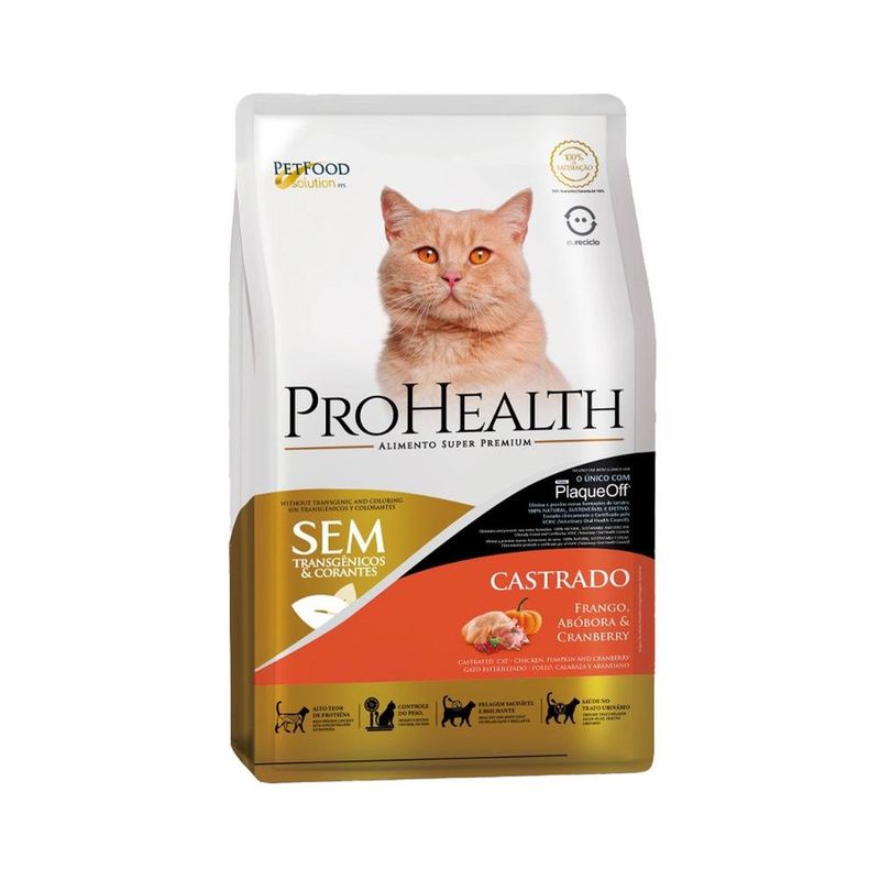ração prohealth gato adulto castrado frango 1kg (mp)