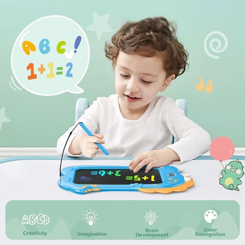tablet de escrita para crianças lcd kizmyee tela 8" azul a-bi