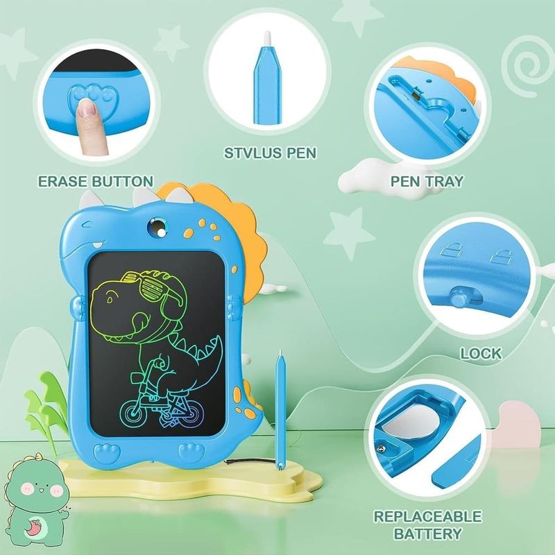 tablet de escrita para crianças lcd kizmyee tela 8" azul a-bi