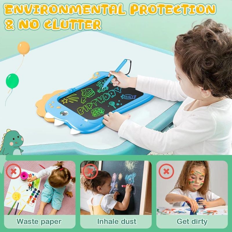 tablet de escrita para crianças lcd kizmyee tela 8" azul a-bi