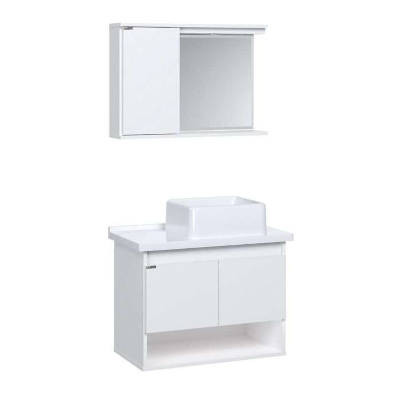 kit gabinete aj rorato para banheiro suspenso bergamo branco (mp)