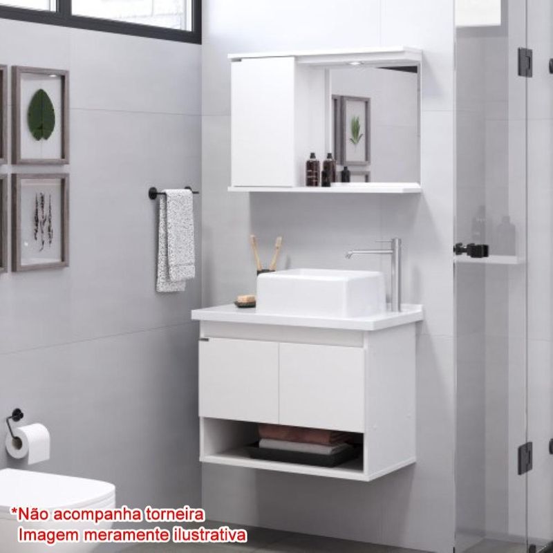 kit gabinete aj rorato para banheiro suspenso bergamo branco (mp)