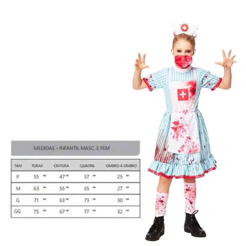 fantasia infantil nancy zumbi super festas tamanho gg (mp)