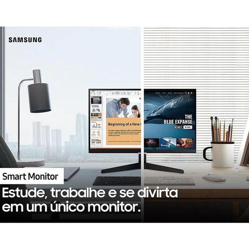monitor led smart samsung 24 full hd wide m5 bluetooth preto (mp)