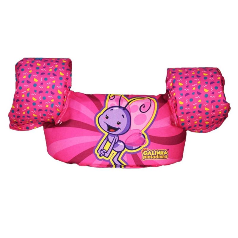 colete ativa kids borboletinha até 25kg rosa