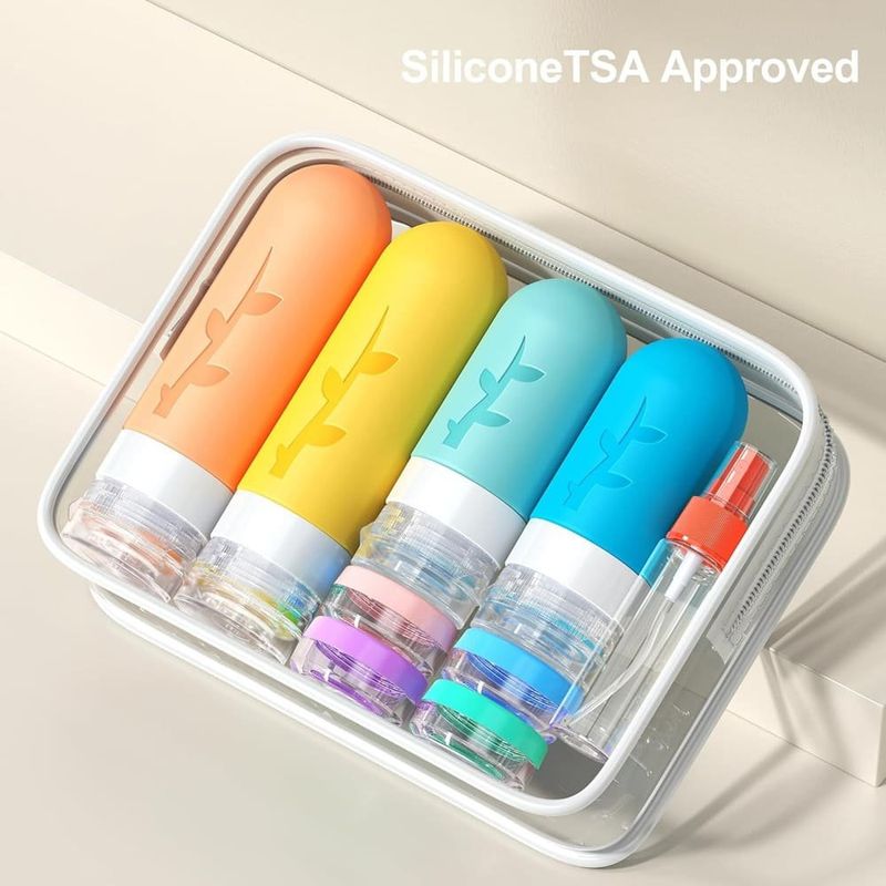 kit de viagem 18 peças em silicone tocelffe a-bi