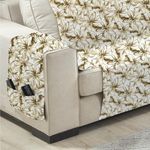 protetor branyl sofá home decor 03 lugares floral marrom (mp)
