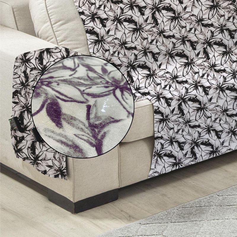 protetor branyl sofá home decor 02 lugares floral preto (mp)