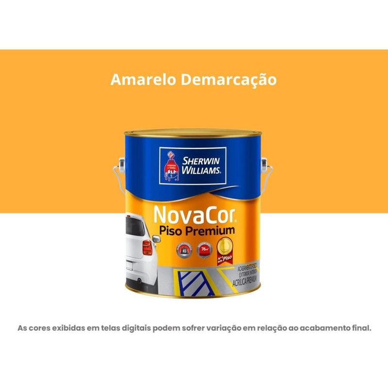 tinta acrílica sherwin-williams premium fosco novacor piso 3,6l 38080201 amarelo demarcação (mp)