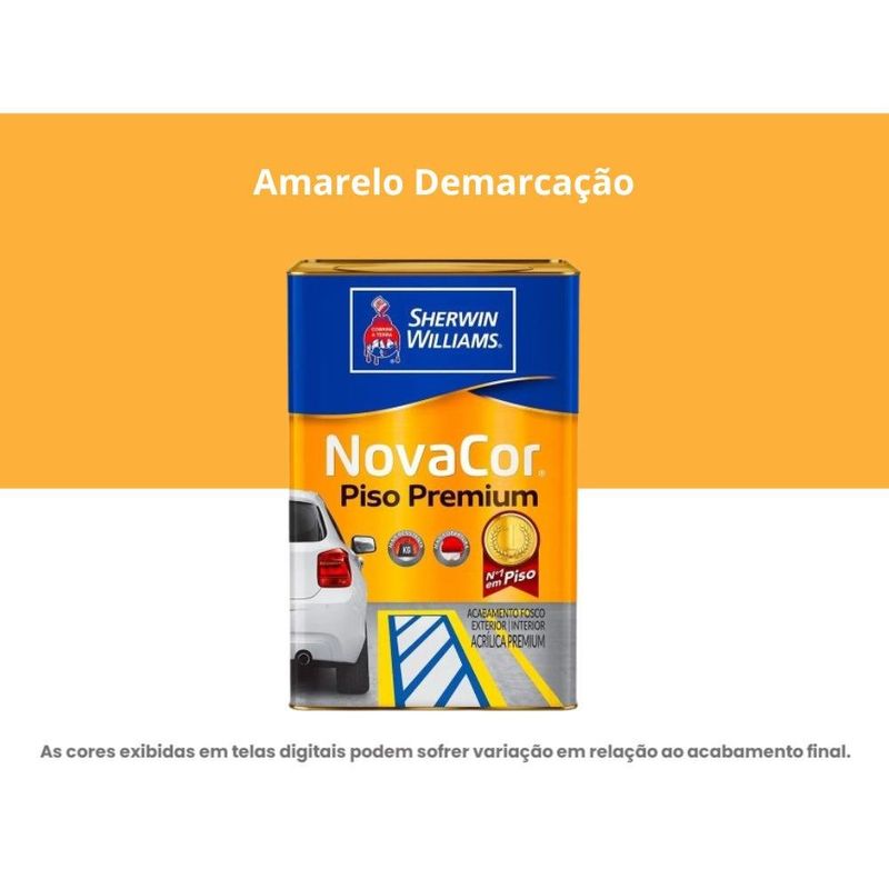 tinta acrílica sherwin-williams premium fosco novacor piso 18l 38080206 amarelo demarcação (mp)