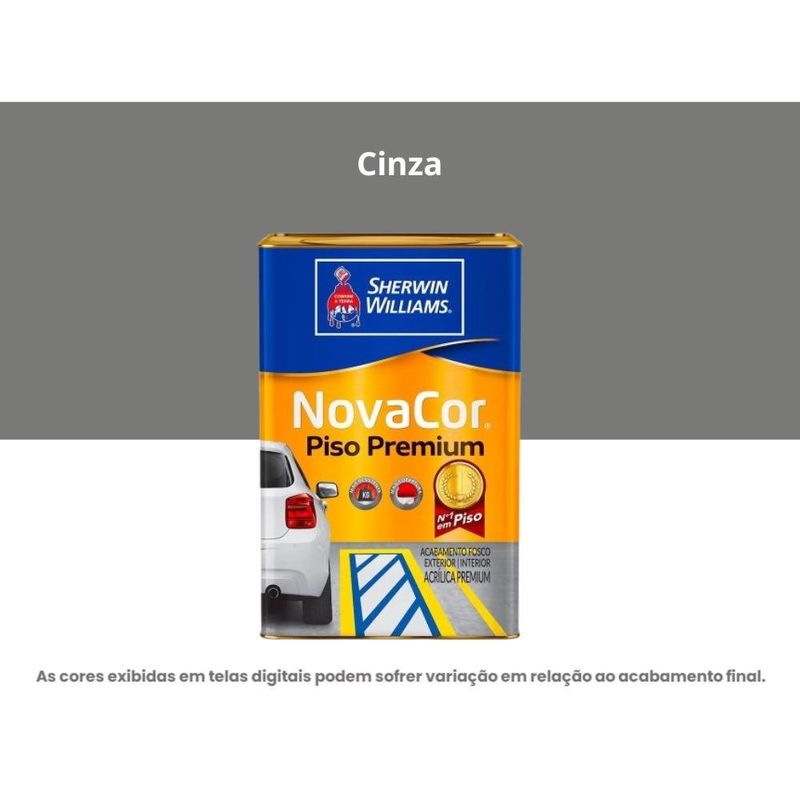 tinta acrílica sherwin-williams premium fosco novacor piso 18l 38084106 cinza (mp)