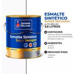 tinta esmalte sintético sherwin-williams premium alto brilho super secagem 3,6l 7510001 branco (mp)