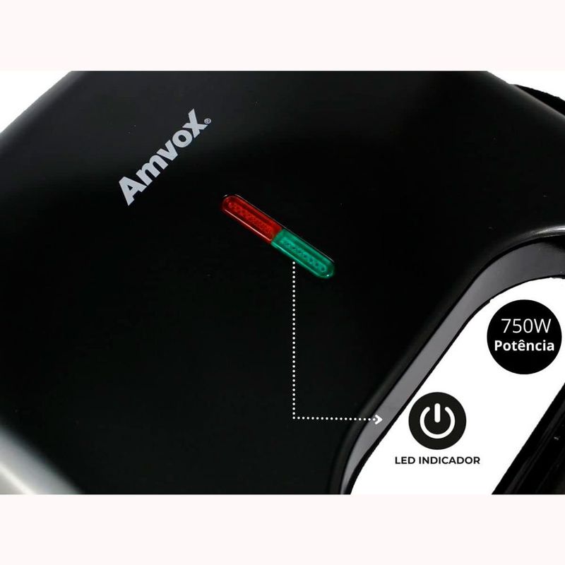 sanduicheira amvox ams370 750w preto (mp)