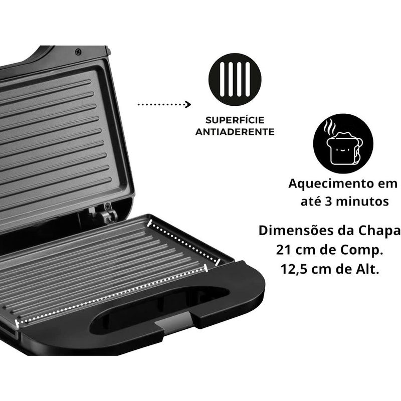 sanduicheira amvox ams370 750w preto (mp)
