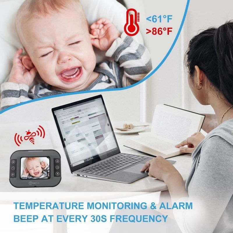 babá eletrônica timeflys câmera e áudio tela 2,4" cinza a-bi