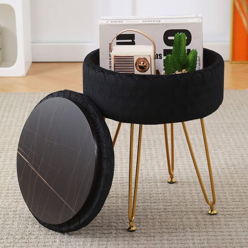 puff banqueta cpintltr veludo preto a-bi