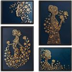 conjunto quadro de parede 04 peças minimalista dourado a-bi