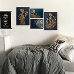 conjunto quadro de parede 04 peças minimalista dourado a-bi