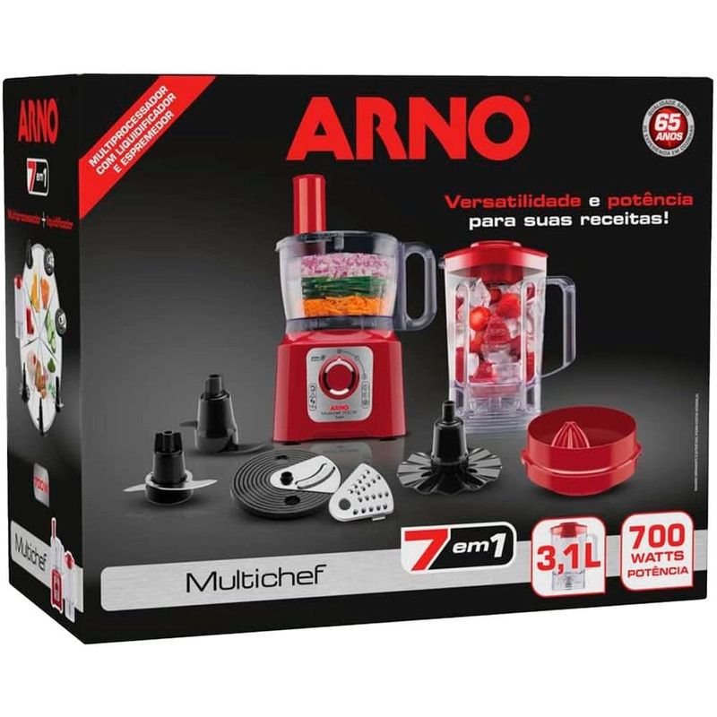multiprocessador arno multichef 127v 700w vermelho (mp)