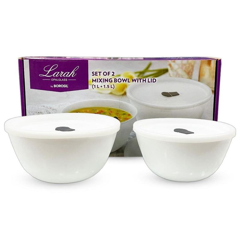 jogo de tigelas fratelli com tampa plain white 2 peças 1l e 1,5l (mp)