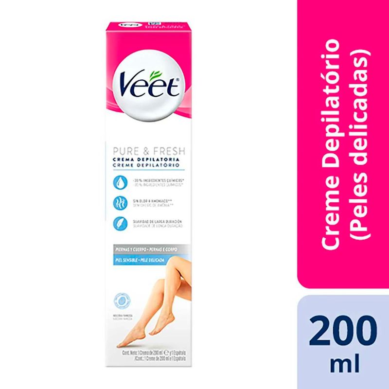 creme depilatório veet pure & fresh pele sensível 200ml