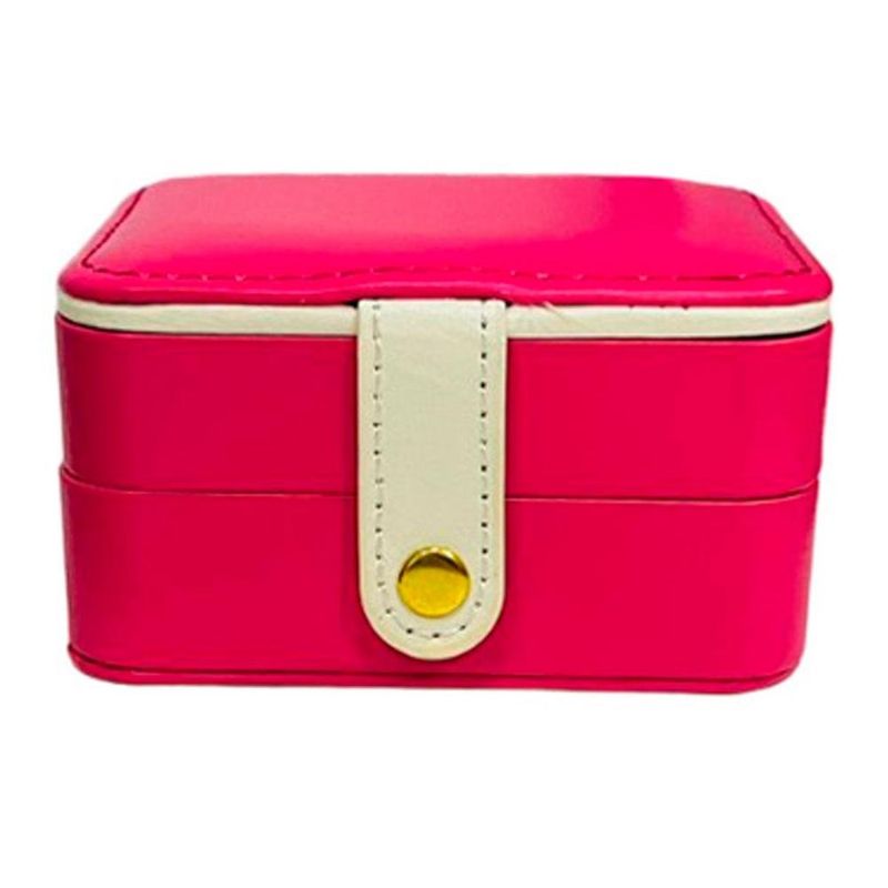 porta jóias casita portátil com botão rosa choque (mp)