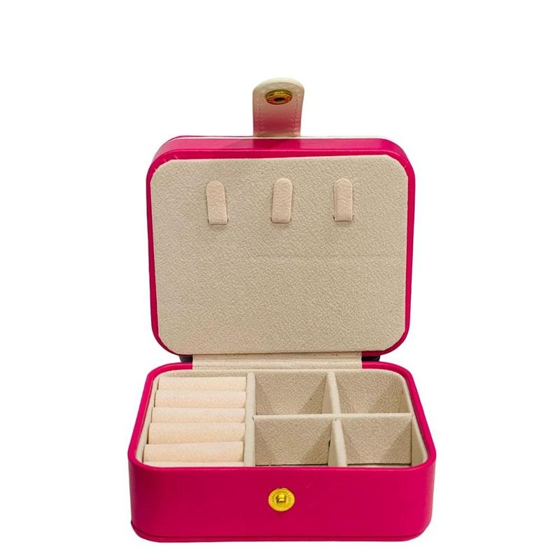 porta jóias casita portátil com botão rosa choque (mp)