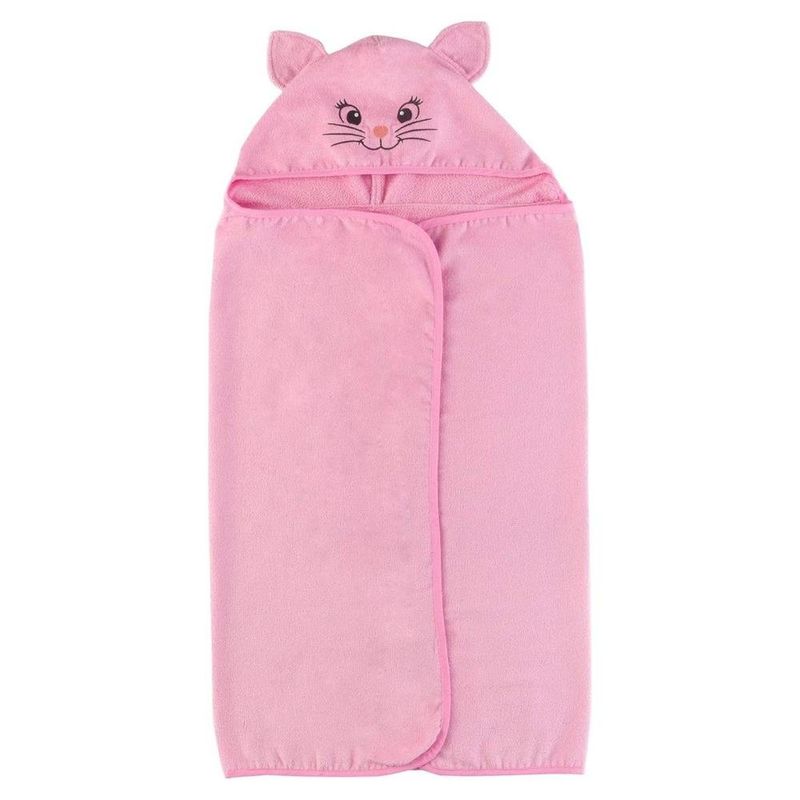 toalha de banho teka kids com capuz gata rosa 75x100cm 100% algodão (mp)