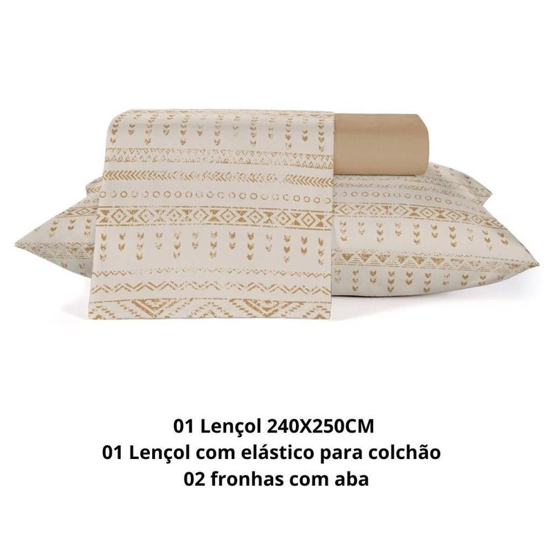 jogo de cama teka 4 peças queen crystal asteca 100% algodão (mp)