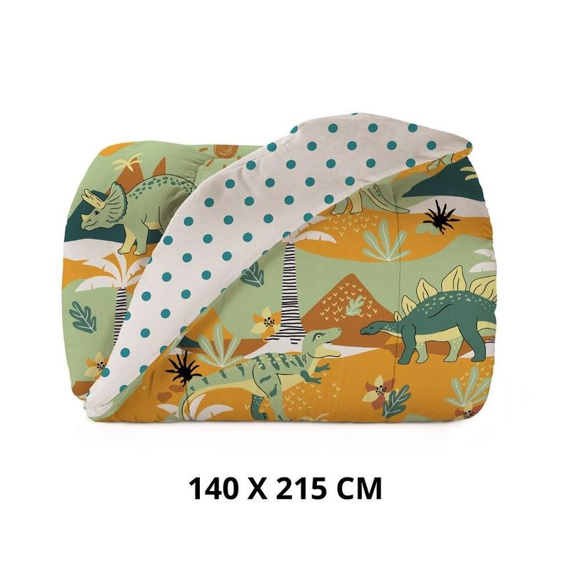 edredom teka kids solteiro dinossauro 140x215cm 100% algodão (mp)